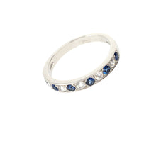 Load image into Gallery viewer, Sapphire & Diamond Platinum Medium Band Ring