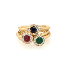 Load image into Gallery viewer, Ruby & Diamond Round Halo Ring