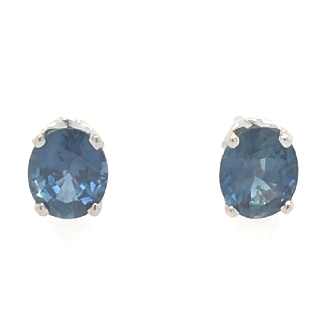 Sapphire 18ct White Gold Stud Earrings