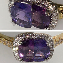 Load image into Gallery viewer, Colour Change Sapphire & Diamond Ring