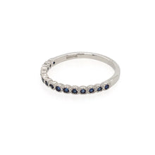 Load image into Gallery viewer, Sapphire Platinum Fine Rim Mill Grain Set Ring