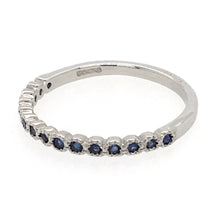 Load image into Gallery viewer, Sapphire Platinum Fine Rim Mill Grain Set Ring