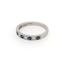 Load image into Gallery viewer, Sapphire & Diamond Platinum Medium Band Ring