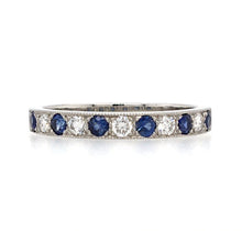 Load image into Gallery viewer, Sapphire & Diamond Platinum Medium Band Ring