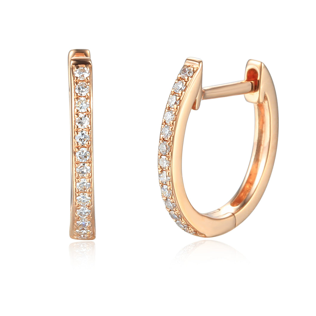 Diamond Huggie Hoop Earrings 18ct Rose Gold