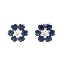 Load image into Gallery viewer, Sapphire &amp; Diamond Daisy Stud Earrings

