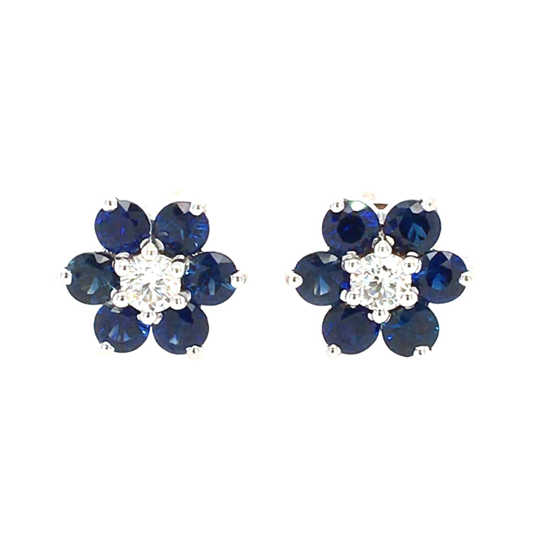 Sapphire & Diamond Daisy Stud Earrings