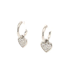 Load image into Gallery viewer, Silver Hoop Earrings with Detachable Heart Droppers
