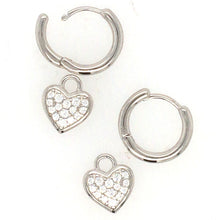 Load image into Gallery viewer, Silver Hoop Earrings with Detachable Heart Droppers

