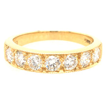 Load image into Gallery viewer, Diamond & 18ct Gold Mill Grain Wide Band Ring