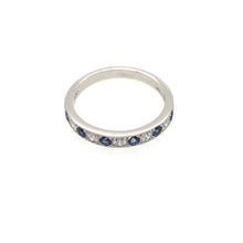 Load image into Gallery viewer, Sapphire & Diamond Platinum Medium Band Ring