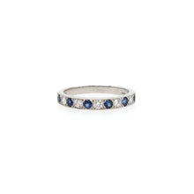 Load image into Gallery viewer, Sapphire & Diamond Platinum Medium Band Ring