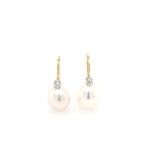 Load image into Gallery viewer, Pearl, Diamond 18ct Gold & Platinum Earrings