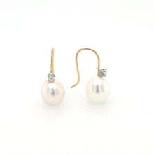 Load image into Gallery viewer, Pearl, Diamond 18ct Gold & Platinum Earrings