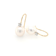 Load image into Gallery viewer, Pearl, Diamond 18ct Gold & Platinum Earrings