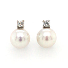 Load image into Gallery viewer, Cultured Pearl & Diamond Earrings