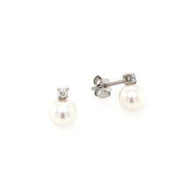 Load image into Gallery viewer, Cultured Pearl & Diamond Earrings