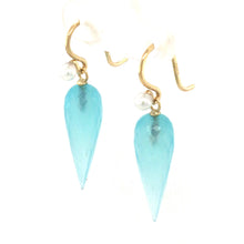 Load image into Gallery viewer, Blue Chalcedony &amp; Pearl Drop Earrings
