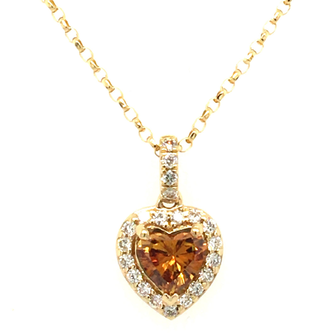 Natural Warm Yellow Diamond Heart Necklace
