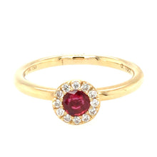 Load image into Gallery viewer, Ruby & Diamond Round Halo Ring