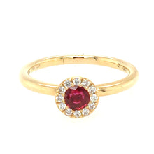 Load image into Gallery viewer, Ruby & Diamond Round Halo Ring