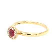 Load image into Gallery viewer, Ruby & Diamond Round Halo Ring