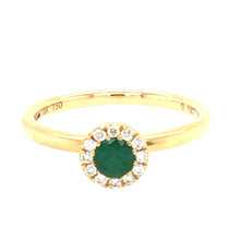 Load image into Gallery viewer, Emerald and Diamond Halo Ring