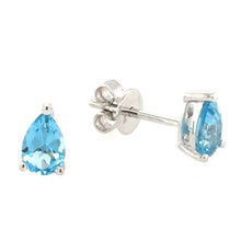 Load image into Gallery viewer, Blue Topaz Pear Cut Stud Earrings
