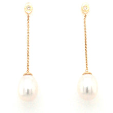 Load image into Gallery viewer, Pearl &amp; Diamond Drop Earrings
