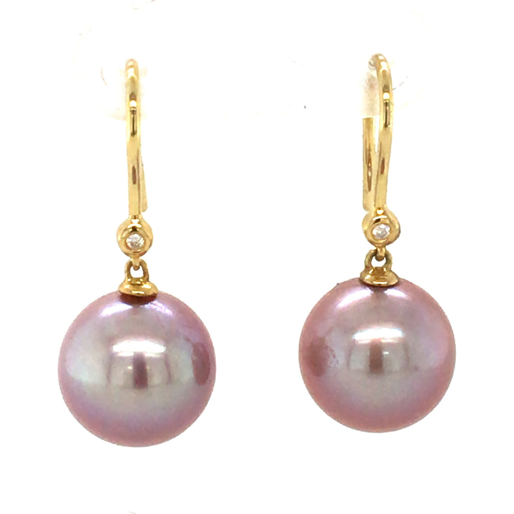 Lavender Pearl & Diamond Earrings