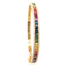 Load image into Gallery viewer, Multi Coloured Sapphire & Diamond Bangle