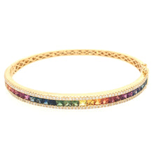 Load image into Gallery viewer, Multi Coloured Sapphire & Diamond Bangle
