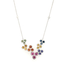 Load image into Gallery viewer, Multi Coloured Sapphire &amp; Diamond Flower Necklace
