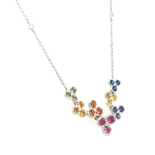 Load image into Gallery viewer, Multi Coloured Sapphire &amp; Diamond Flower Necklace
