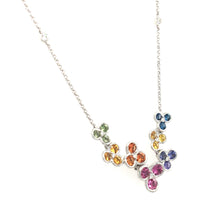 Load image into Gallery viewer, Multi Coloured Sapphire & Diamond Flower Necklace