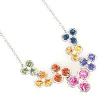 Load image into Gallery viewer, Multi Coloured Sapphire & Diamond Flower Necklace