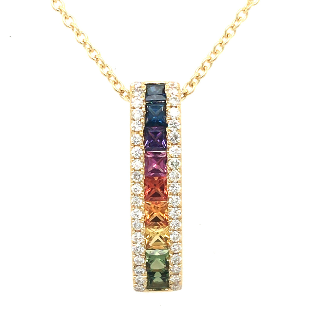 Multi Coloured Sapphire & Diamond Necklace
