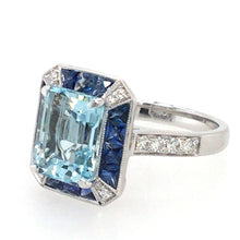 Load image into Gallery viewer, Aquamarine & Sapphire Ring