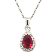 Load image into Gallery viewer, Rose Red Silver Halo Necklace
