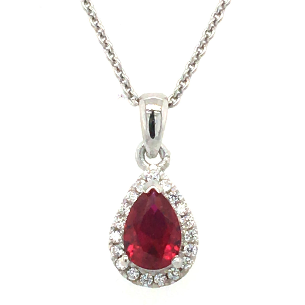 Rose Red Silver Halo Necklace