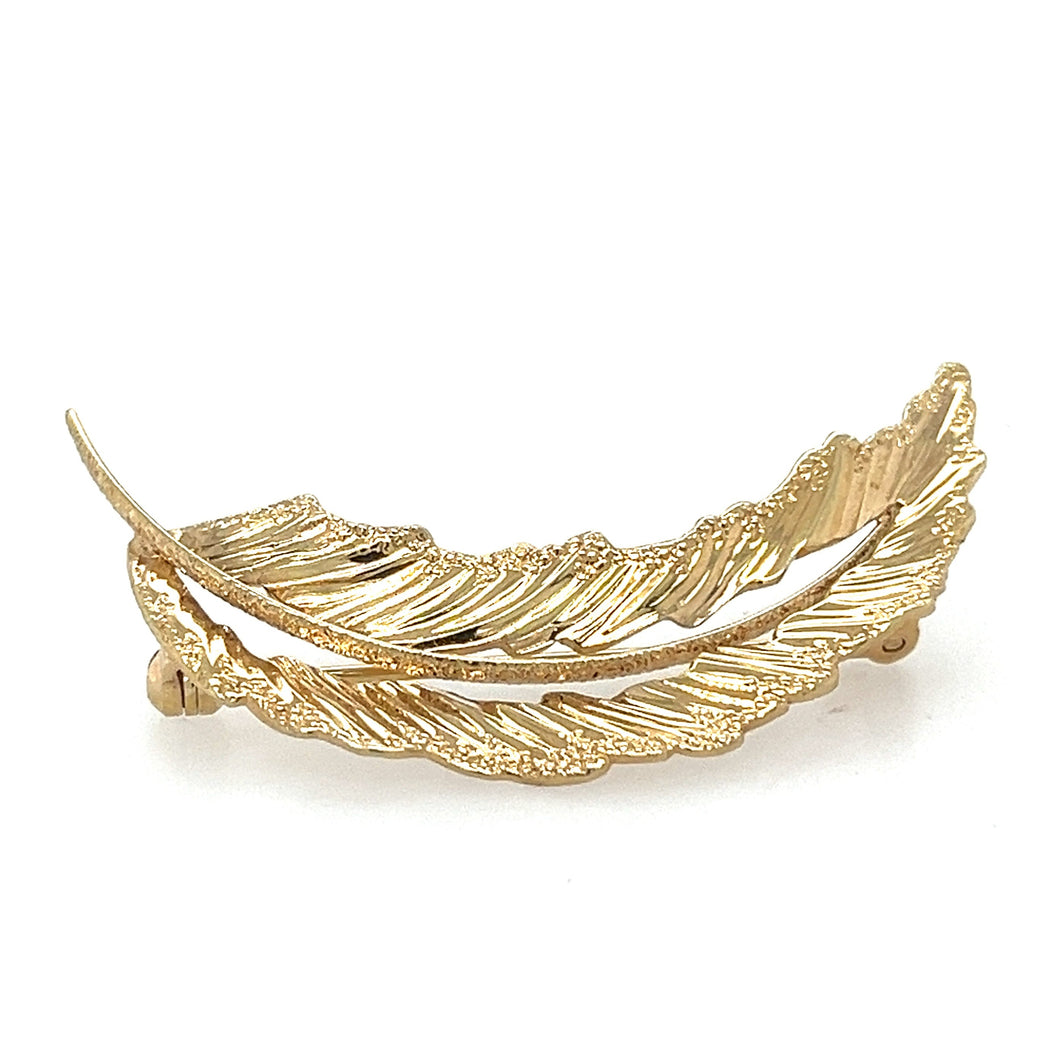 Gold Feather Brooch
