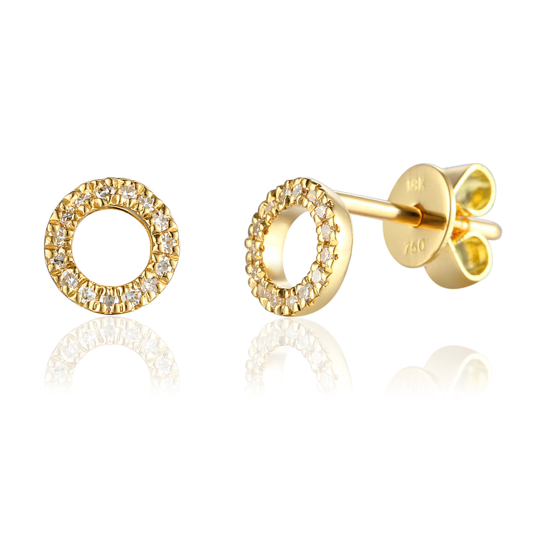 Diamond Circle Earrings 18ct Gold