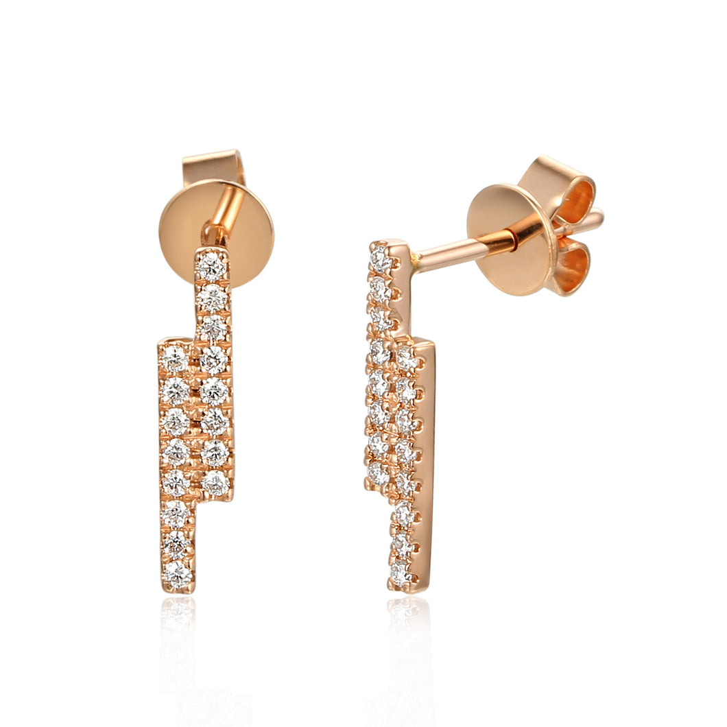 Diamond Double Bar Earrings 18ct Gold