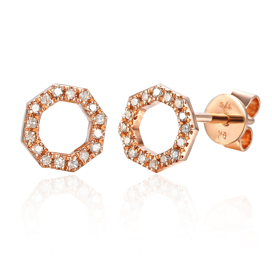 Diamond Octagon Earrings 18ct Rose Gold