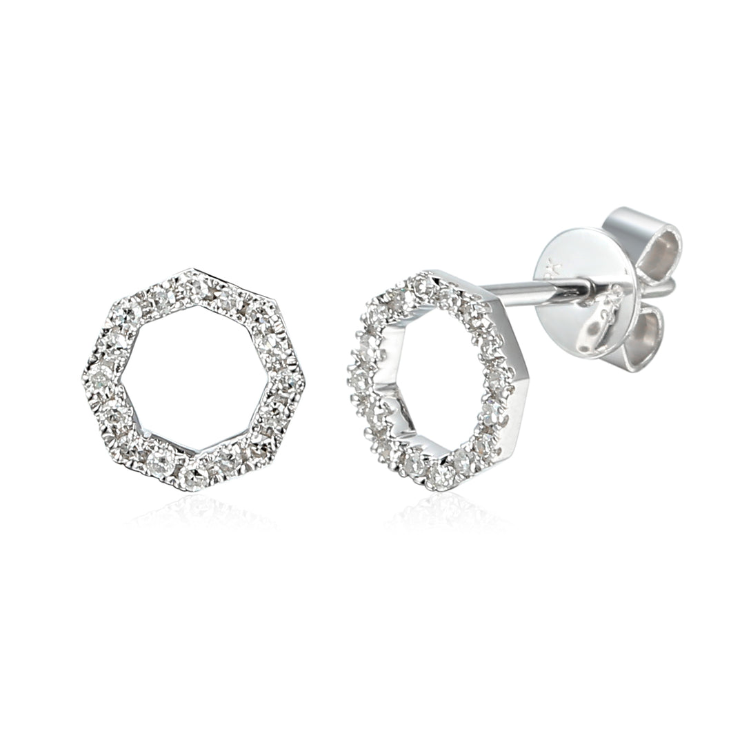 Diamond Octagon Earrings 18ct White Gold