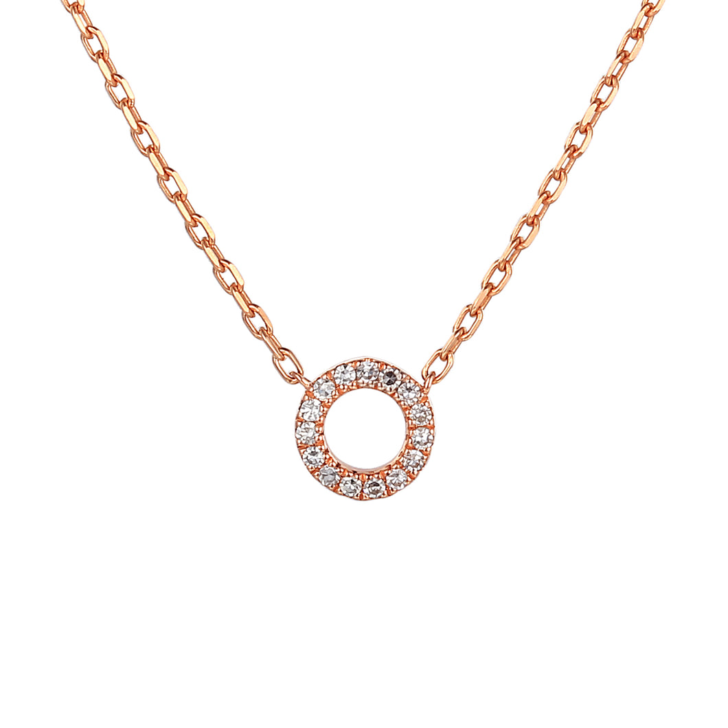 Diamond Open Circle Necklace 18ct Rose Gold