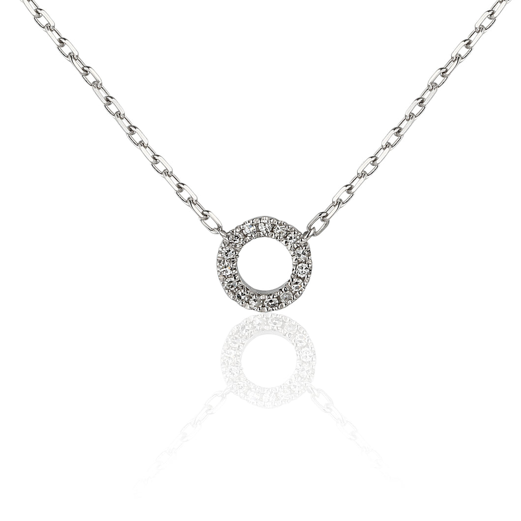 Diamond Open Circle Necklace 18ct White Gold