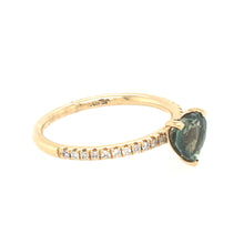 Load image into Gallery viewer, Heart Cut Green Sapphire &amp; Diamond Ring
