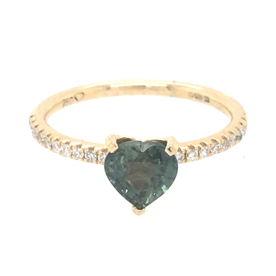 Heart Cut Green Sapphire & Diamond Ring