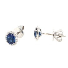 Load image into Gallery viewer, Sapphire &amp; Diamond Stud Earrings
